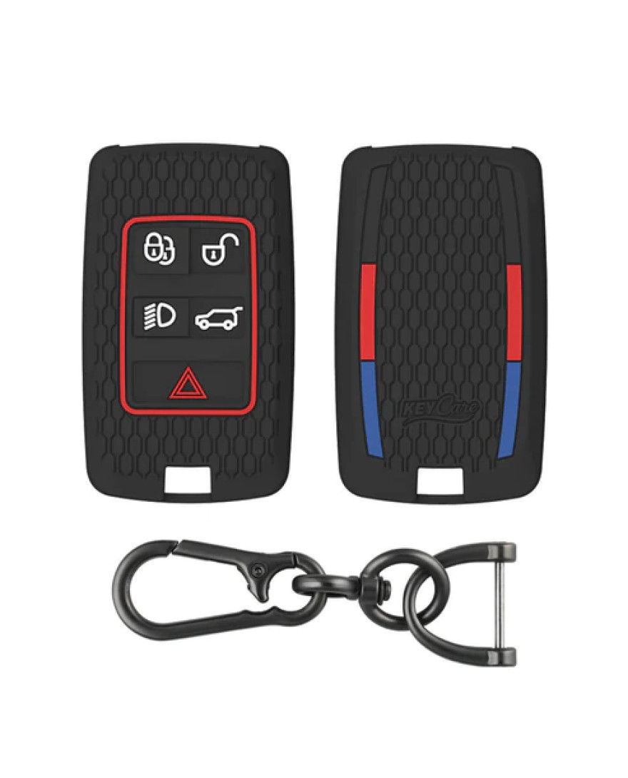 Keycare Silicone Key Cover KC73 fit for Range Rover : Sport, Evoque, Velar, Discovery, Defender (2018, 2019, 2020, 2021) 5 Button Smart Key | Black
